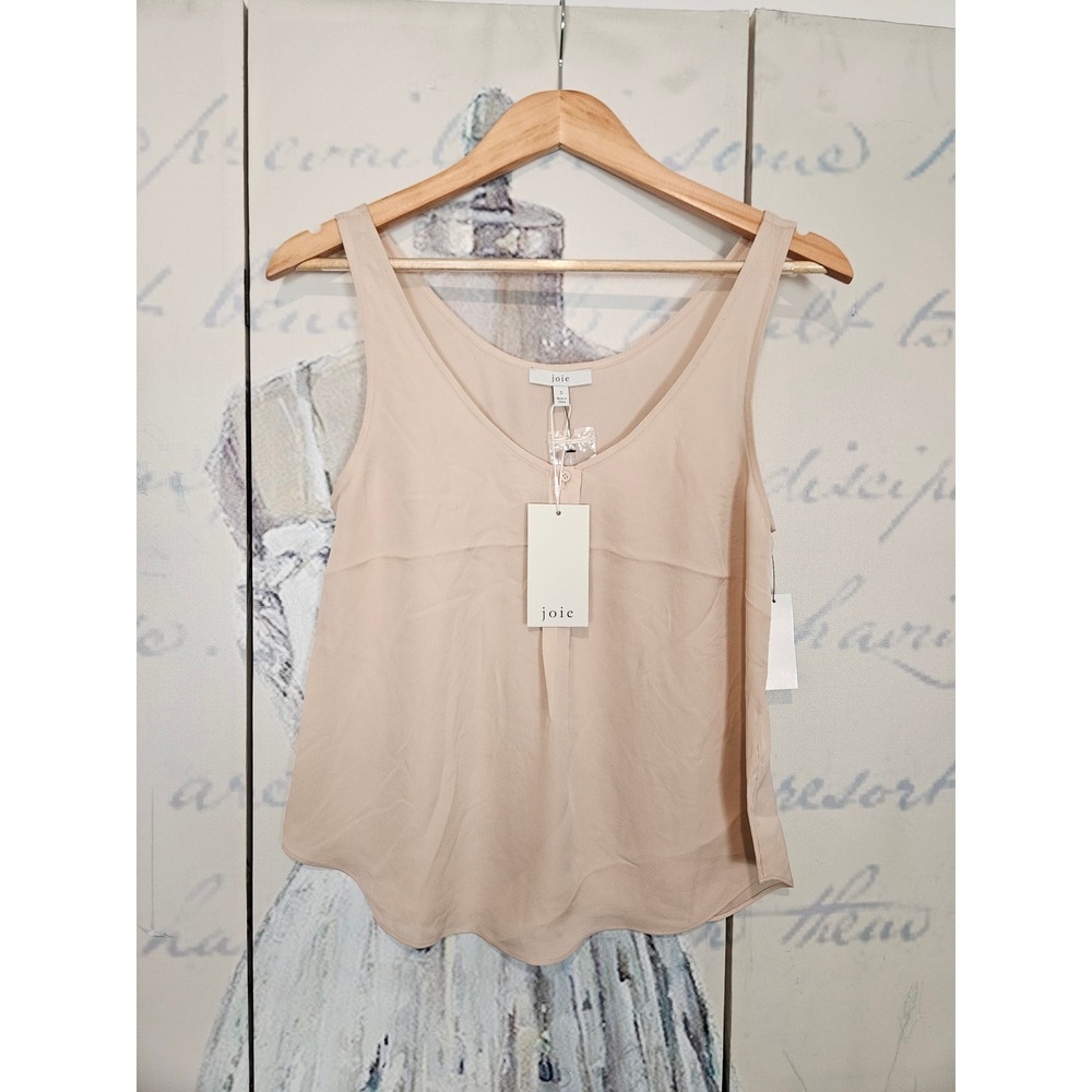NWT Joie Caelen‎ Tank Top S Pink Sky Silk Scalloped Hem V-Neck Sleeveless Cami